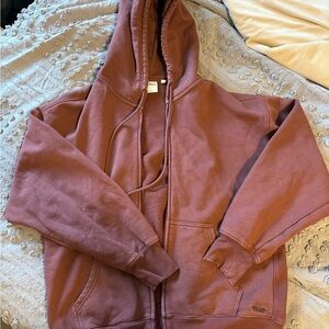 TNA Cozy Fleece Sweatshirt in burnt red